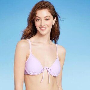 Wild Fable Lilac Purple Underwire Tie Front Accent Bikini Swim Top